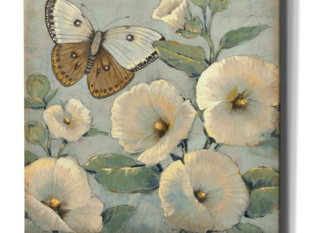 Butterfly & Hollyhocks II  by Tim O Toole, Canvas Wall Art For Sale