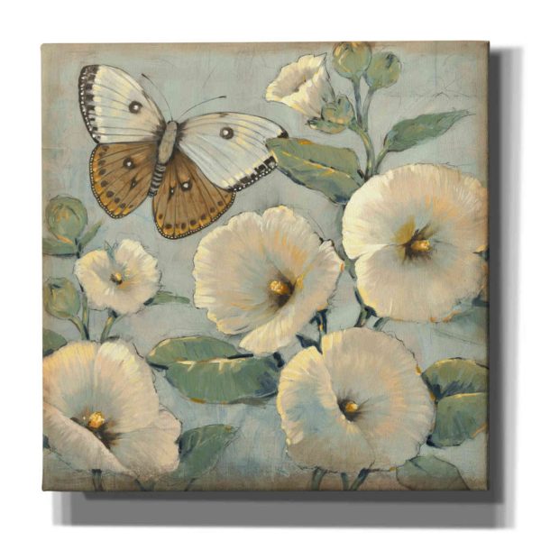 Butterfly & Hollyhocks II  by Tim O Toole, Canvas Wall Art For Sale