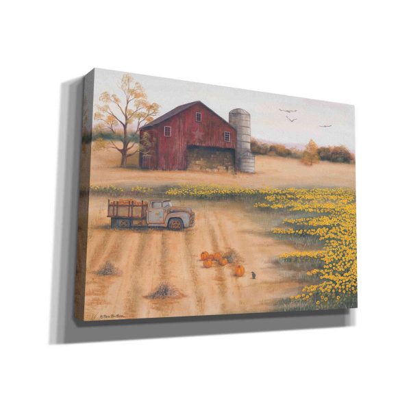 Barn & Sunflowers II  by Pam Britton, Canvas Wall Art Sale