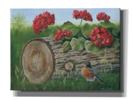 Robin & Germaniums  by Pam Britton, Canvas Wall Art Fashion