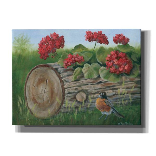 Robin & Germaniums  by Pam Britton, Canvas Wall Art Fashion