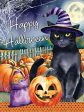 ND216 - Happy Halloween Witch Cat - 12x16 Online Hot Sale