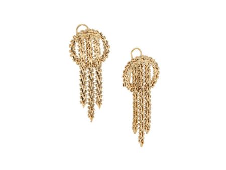 Aretes boleados con aplicaciones en oro amarillo 14 kilates. Sale