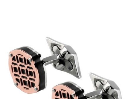 Montegrappa Filigree Round Cufflinks, Rose Gold PVD - IDOMCLRR Supply