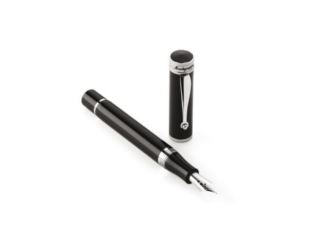 Montegrappa Ducale Fountain Pen - Black with Palladium Plating - Available with Stub nib 1.1 and 1.5 Online