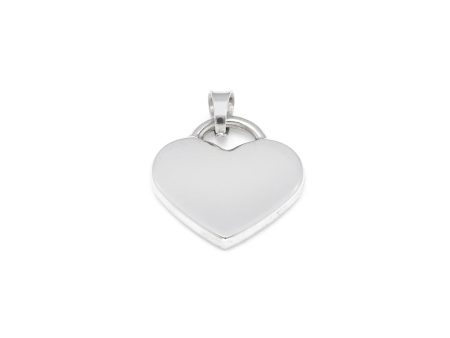 Dije liso motivo corazón en oro blanco 14 kilates. Online Sale