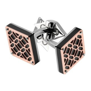 Montegrappa Filigree Square Cufflinks, Rose Gold PVD - IDOMCLRS Hot on Sale