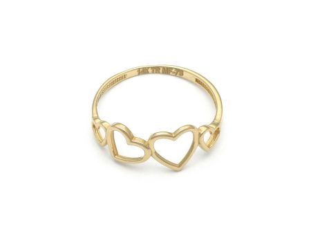 Anillo diseño especial motivo corazones en oro amarillo 14 kilates. Online