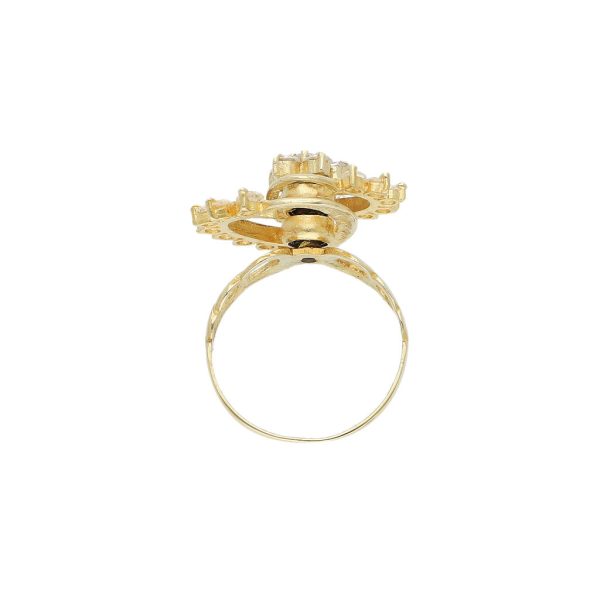 Anillo giratorio con circonias motivo corazón en oro amarillo 14 kilates. Discount