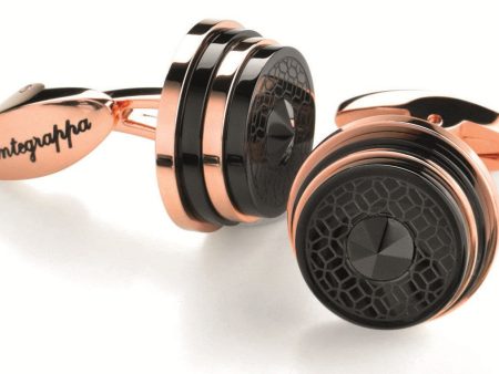 Stairway Cufflinks - Two-Tone Rose Gold & Gun Metal PVD, Black Crystal Insert Online Hot Sale