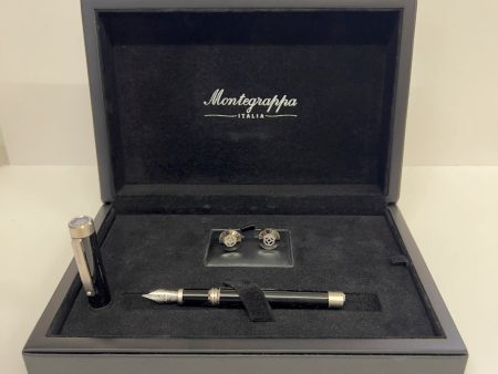 Montegrappa Pen and Cufflink set offer - Zero Palladium Fountain Pen + Il signore cufflinks - ISZEI_IP + IDISCLLI Discount