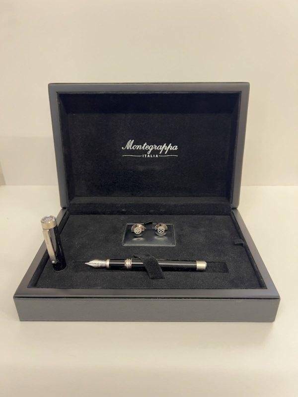 Montegrappa Pen and Cufflink set offer - Zero Palladium Fountain Pen + Il signore cufflinks - ISZEI_IP + IDISCLLI Discount