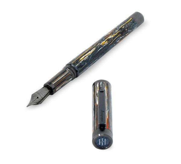 Montegrappa Zero Meteor Shower Fountain Pen, Ultra-Black Ruthenium - ISZET5BC Online now