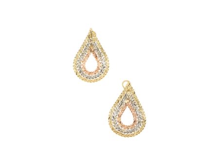 Aretes boleados en oro tres tonos 14 kilates. on Sale