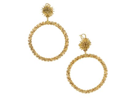 Aretes boleados con colgantes en oro amarillo 18 kilates. on Sale