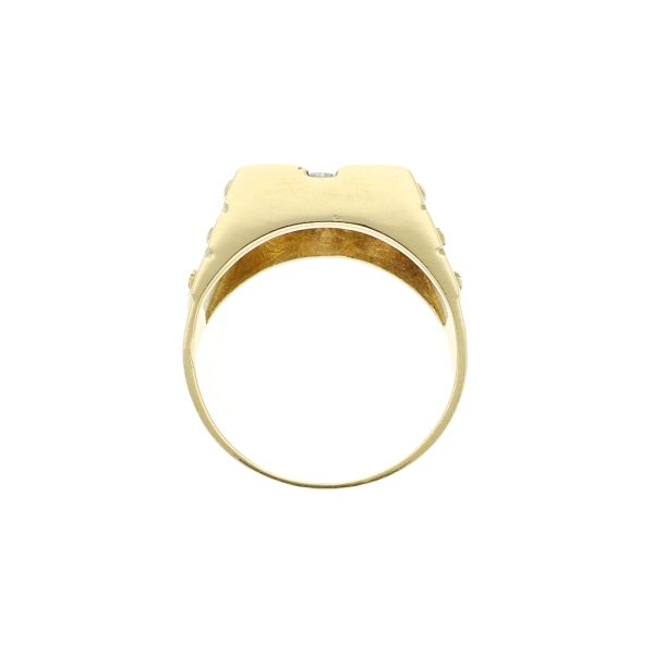 Anillo estriado motivo tornillos con diamantes en oro amarillo 18 kilates. Online