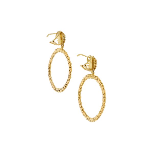 Aretes boleados con colgantes en oro amarillo 18 kilates. on Sale