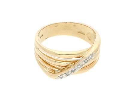 Anillo estilizado con diamantes en oro amarillo 14 kilates. Cheap