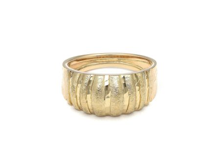 Anillo estriado en oro amarillo 14 kilates. Cheap