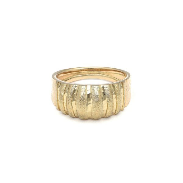 Anillo estriado en oro amarillo 14 kilates. Cheap