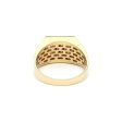 Anillo tipo sello con circonias en oro amarillo 14 kilates. Online Sale