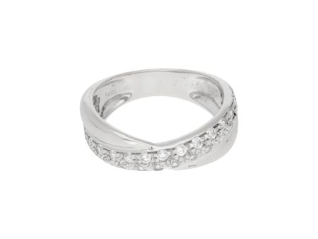 Anillo estilizado con sintéticos en oro blanco 14 kilates. Discount