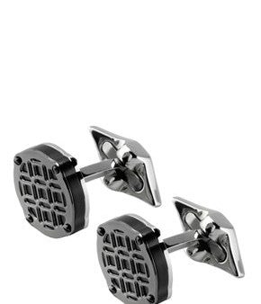 Montegrappa Filigree Round Cufflinks, Gun Metal PVD - IDOMCLLR Hot on Sale