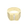 Anillo estriado motivo tornillos con diamantes en oro amarillo 18 kilates. Online