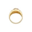 Anillo estriado con circonias en oro amarillo 14 kilates. Online Hot Sale