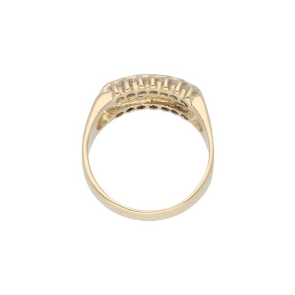 Anillo diseño especial con esmeraldas y sintéticos en oro amarillo 14 kilates. Online Sale