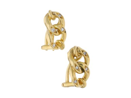 Aretes calados con diamantes en oro amarillo 18 kilates. Online Sale