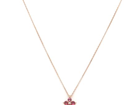 Gargantilla eslabón cruzado con dije motivo flor de diamante y Turmalinas en oro rosa 14 kilates. Discount