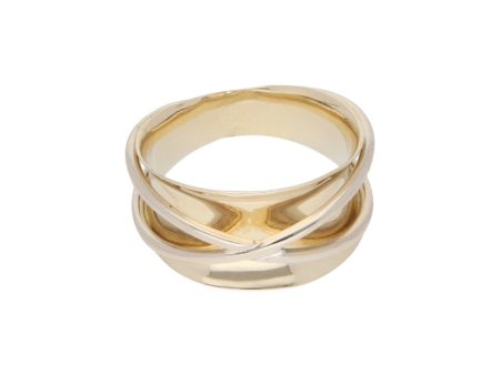 Anillo acanalado en oro dos tonos 14 kilates. Sale