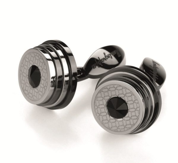 Stairway Cufflinks - Two-Tone Steel & Gun Metal PVD, Black Crystal Insert Sale