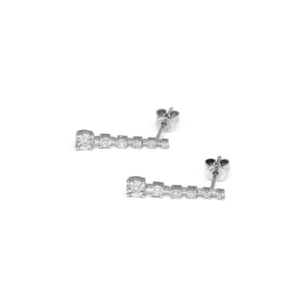 Aretes articulados con diamantes en oro blanco 14 kilates. Discount