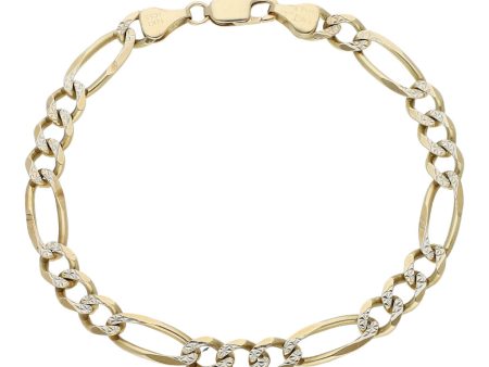 Pulsera de tres eslabones por uno platinados en oro amarillo 14 kilates. Cheap