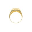 Anillo estriado con circonias en oro amarillo 18 kilates. Supply