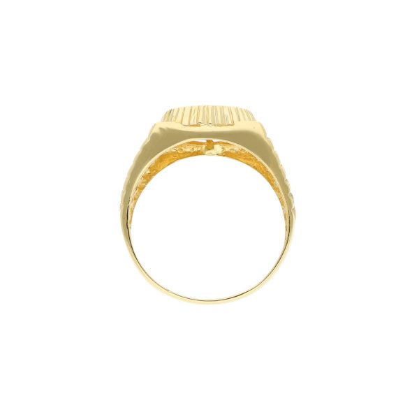 Anillo estriado con circonias en oro amarillo 18 kilates. Supply