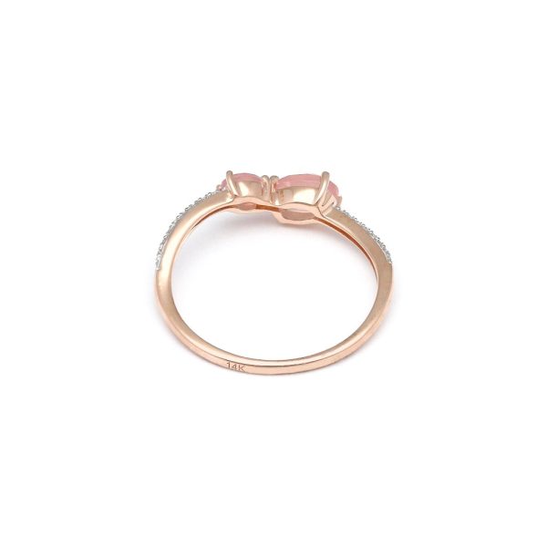 Anillo diseño especial con diamantes y cuarzos en oro rosa 14 kilates. Hot on Sale