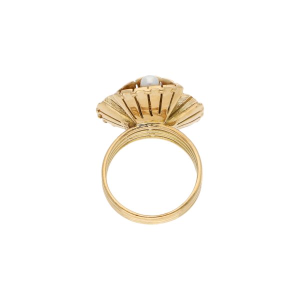 Anillo diseño especial con sintéticos en oro amarillo 18 kilates. Online now