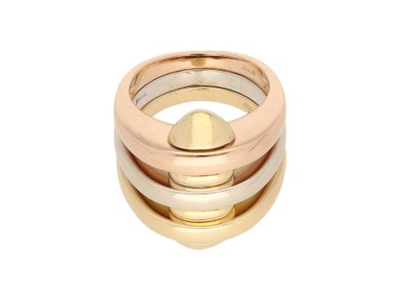 Anillo diseño especial firma Bvlgari en oro tres tonos 18 kilates. Fashion