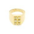 Anillo tipo sello con diamantes en oro amarillo 18 kilates. Cheap