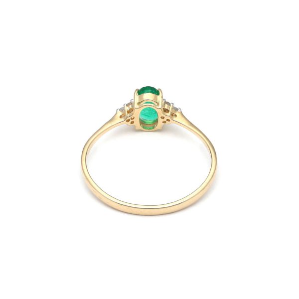 Anillo diseño especial con diamantes y esmeralda en oro amarillo 14 kilates. Online