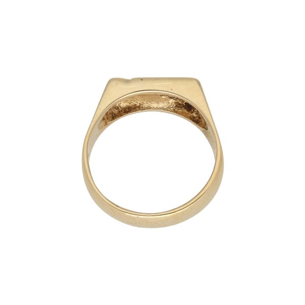 Anillo tipo sello con diamantes en oro amarillo 14 kilates. For Cheap