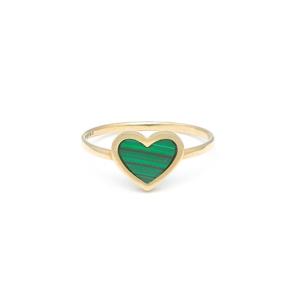 Anillo diseño especial motivo corazón con sintético en oro amarillo 14 kilates. Online