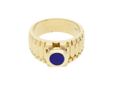 Anillo estriado con sintético en oro amarillo 18 kilates. Online