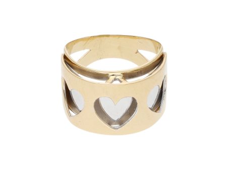 Anillo diseño especial motivo corazones en oro dos tonos 14 kilates. For Discount