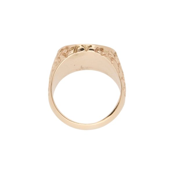 Anillo tipo sello con sintéticos en oro amarillo 12 kilates. on Sale