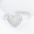 Anillo diseño especial motivo corazón con circonias en oro blanco 14 kilates. Online Hot Sale