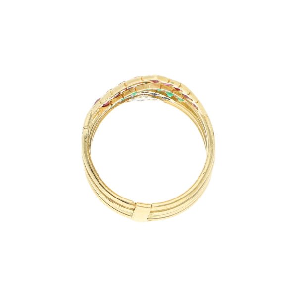 Anillo diseño especial con diamantes y gemas en oro amarillo 14 kilates. Online now